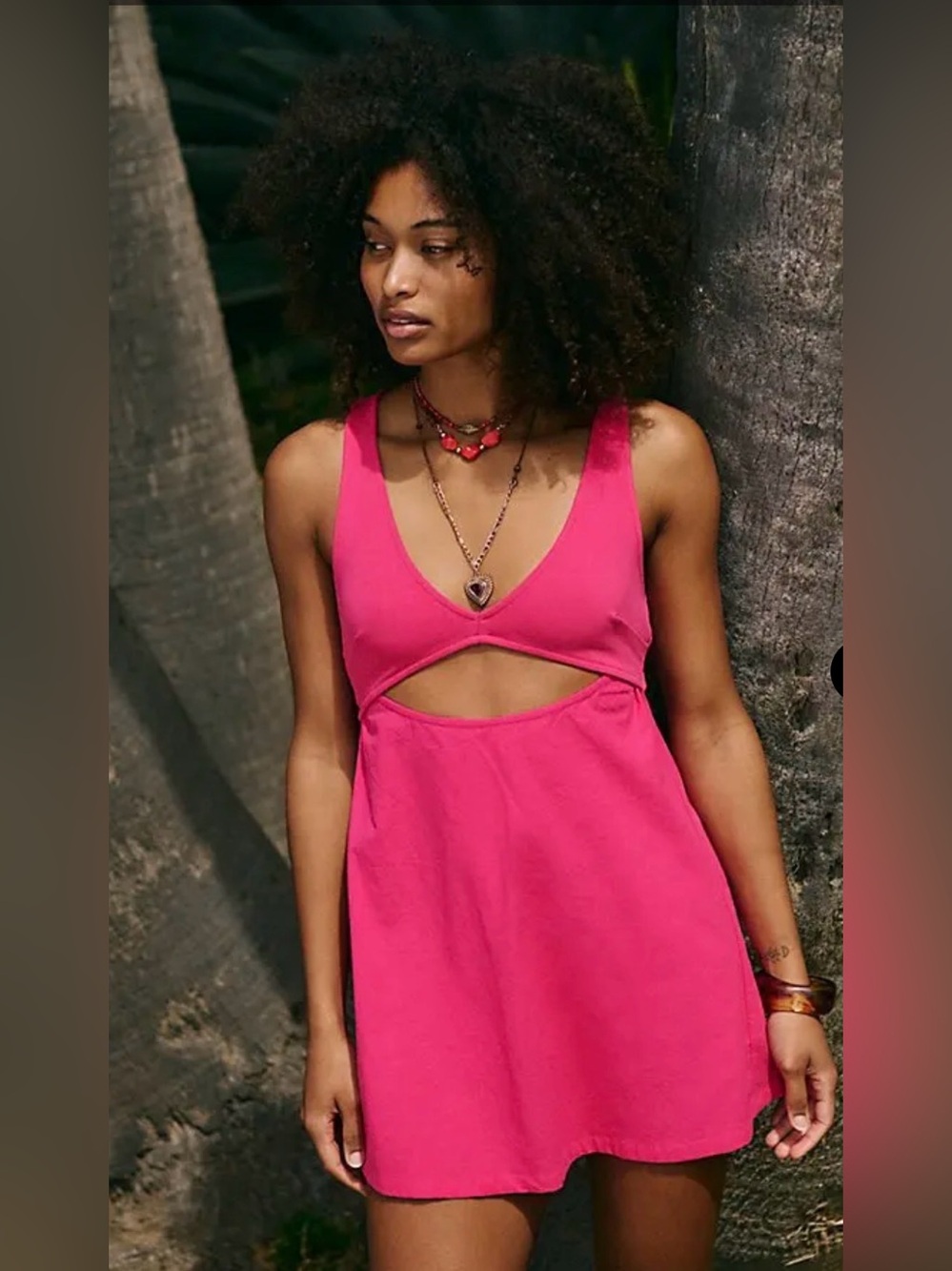 Free People Veranda Women’s Large Mini Dress Pink Peacock